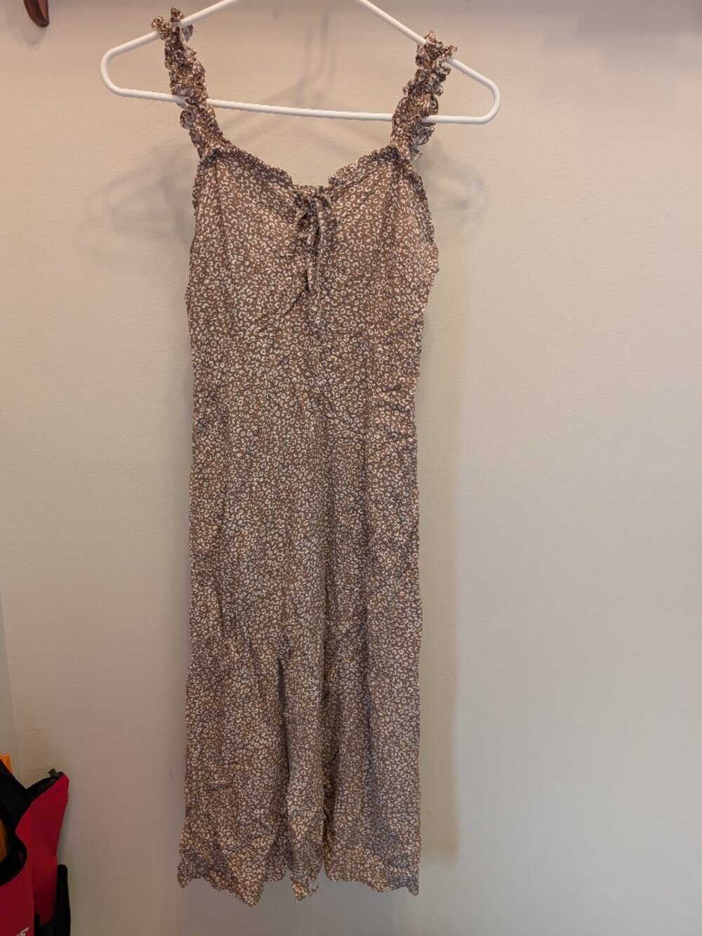 Cheetah print Midi tank dress, 100% viscose, elastic smocked waist size  small
